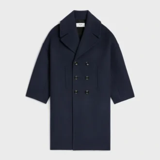 Abrigo largo tipo peacoat de fieltro de lana