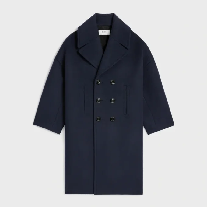 Abrigo largo tipo peacoat de fieltro de lana Abrigo largo tipo peacoat de fieltro de lana