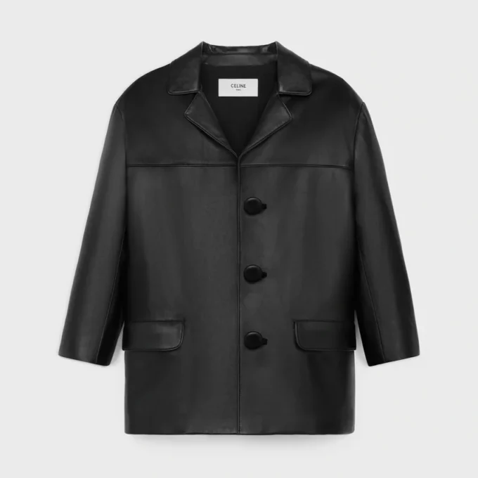 Abrigo tipo carcoat en piel de cordero suave