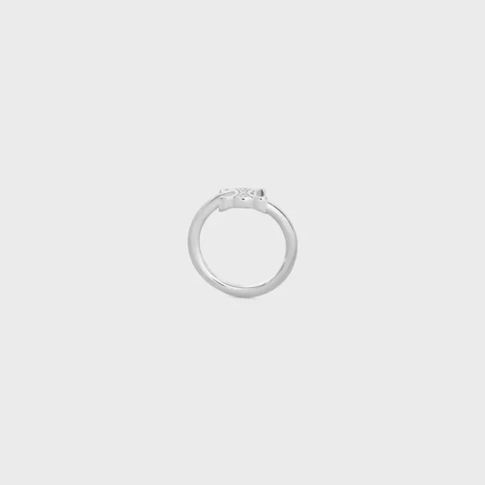 Anillo asimétrico Triomphe en latón con acabado en rodio Anillo asimétrico Triomphe en latón con acabado en rodio