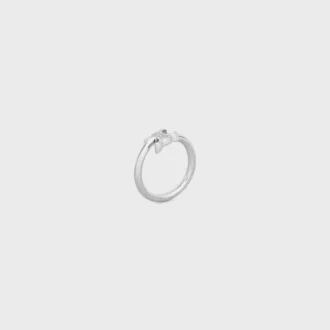 Anillo asimétrico Triomphe en latón con acabado en rodio