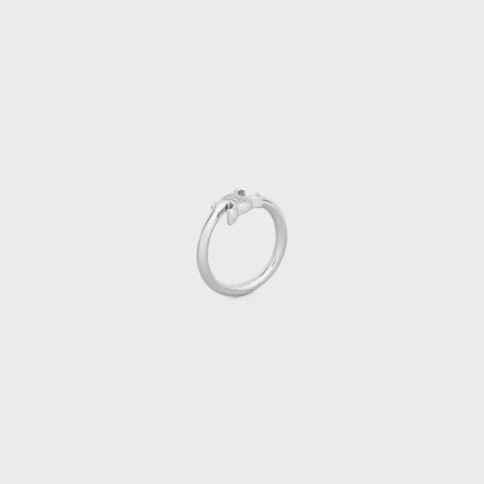 Anillo asimétrico Triomphe en latón con acabado en rodio Anillo asimétrico Triomphe en latón con acabado en rodio