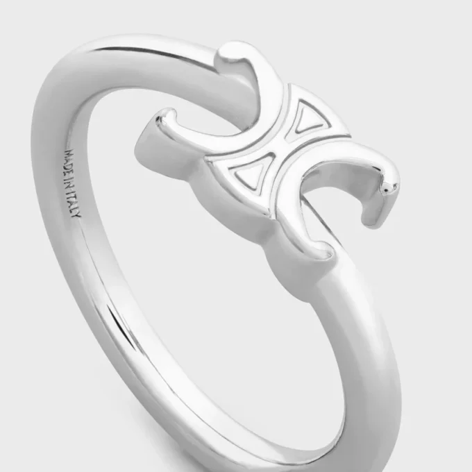 Anillo asimétrico Triomphe en latón con acabado en rodio Anillo asimétrico Triomphe en latón con acabado en rodio