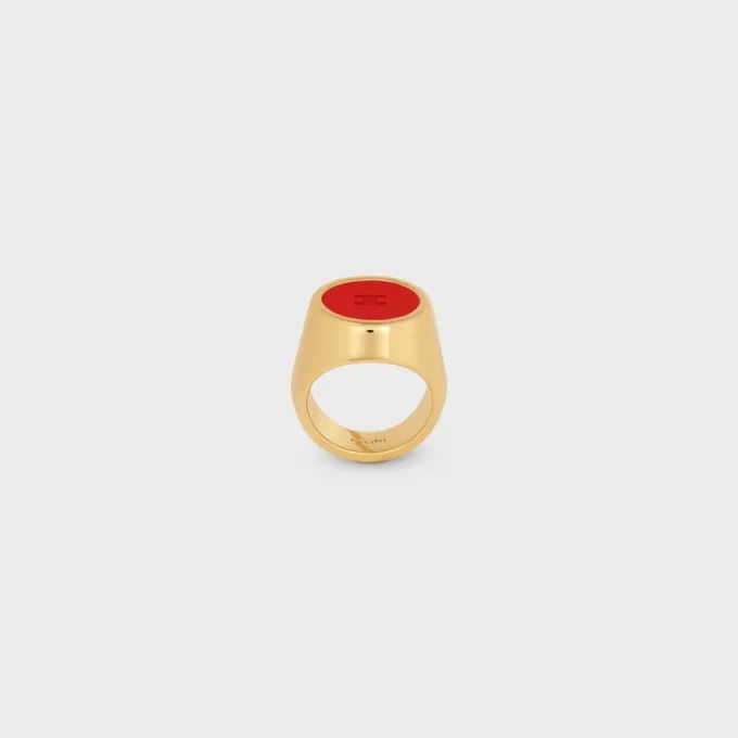 Anillo de sello Triomphe en barniz y latón con acabado dorado Anillo de sello Triomphe en barniz y latón con acabado dorado
