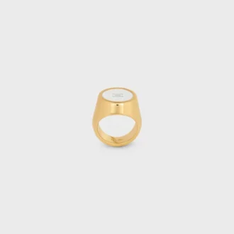 Anillo de sello Triomphe en barniz y latón con acabado dorado