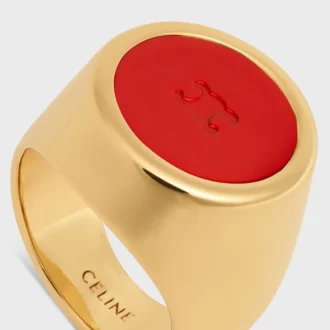 Anillo de sello Triomphe en barniz y latón con acabado dorado