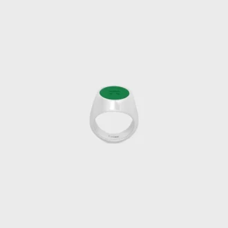 Anillo de sello Triomphe en barniz y latón con acabado en rodio