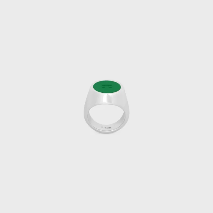 Anillo de sello Triomphe en barniz y latón con acabado en rodio