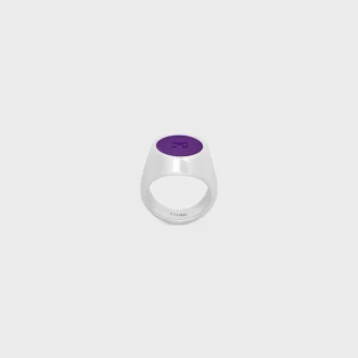 Anillo de sello Triomphe en barniz y latón con acabado en rodio