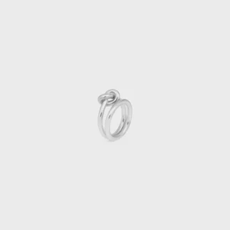 Anillo doble con nudo en latón con acabado de rodio