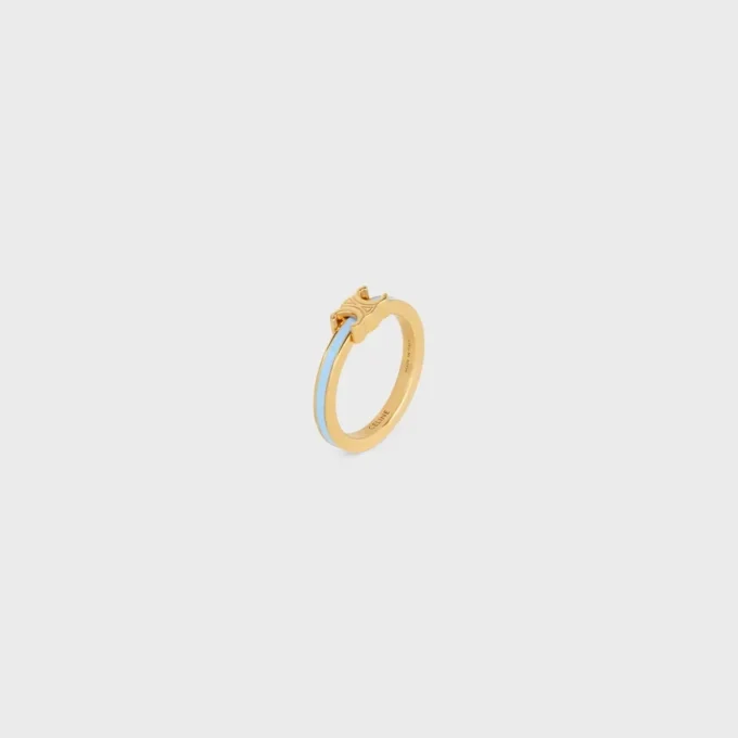 Anillo Triomphe en esmalte y latón con acabado dorado