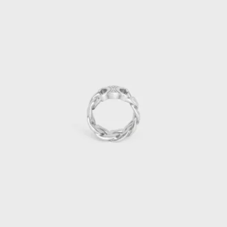 Anillo Triomphe Gourmette en latón con acabado en rodio