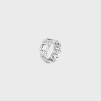 Anillo Triomphe Gourmette en latón con acabado en rodio