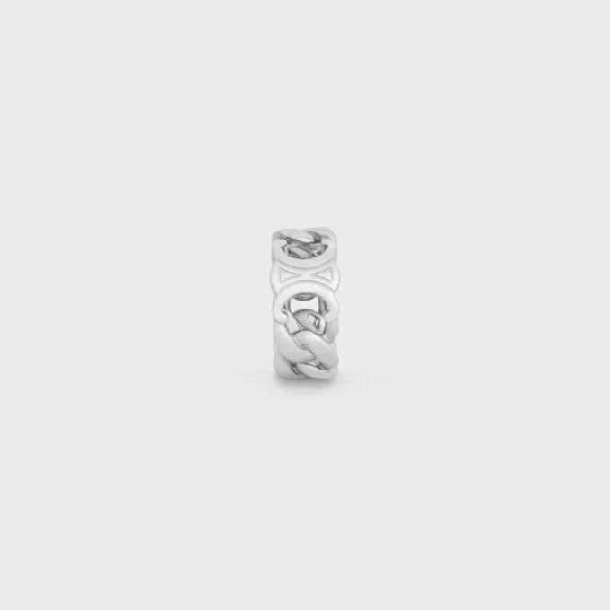 Anillo Triomphe Gourmette en latón con acabado en rodio