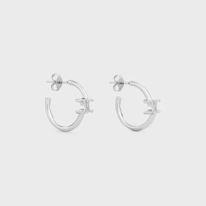 Aros asimétricos Triomphe en latón con acabado en rodio Aros asimétricos Triomphe en latón con acabado en rodio