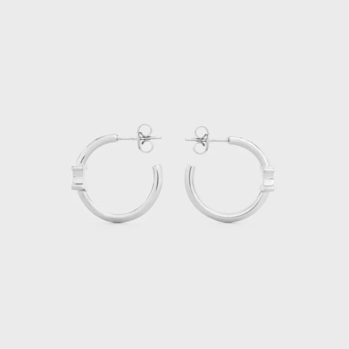 Aros asimétricos Triomphe en latón con acabado en rodio Aros asimétricos Triomphe en latón con acabado en rodio