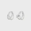 Aros dobles Knot en latón con acabado de rodio Aros dobles Knot en latón con acabado de rodio