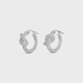Aros Knot Sparkle en strass y latón con acabado en rodio