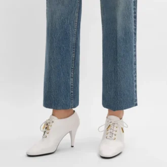 Bailarinas con cordones y tacón Oxford, de piel de becerro – Curtido vegetal