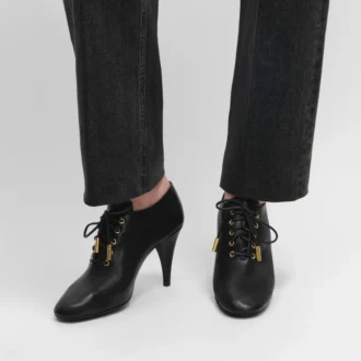 Bailarinas con cordones y tacón Oxford, de piel de becerro – Curtido vegetal