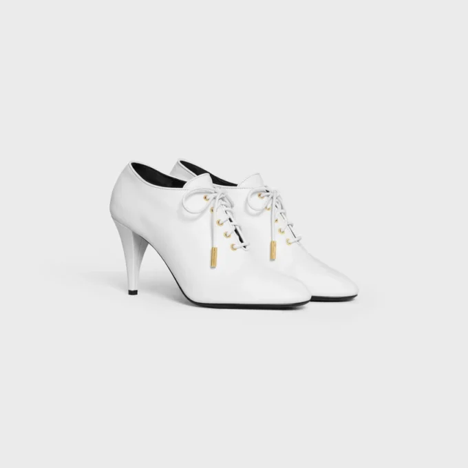 Bailarinas con cordones y tacón Oxford, de piel de becerro – Curtido vegetal