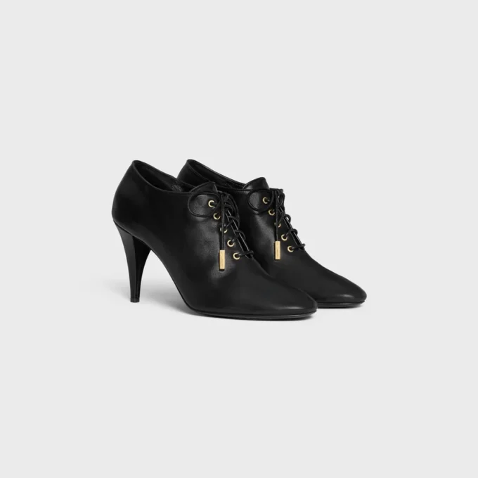 Bailarinas con cordones y tacón Oxford, de piel de becerro – Curtido vegetal