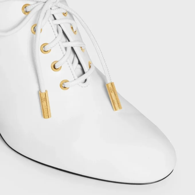 Bailarinas con cordones y tacón Oxford, de piel de becerro – Curtido vegetal