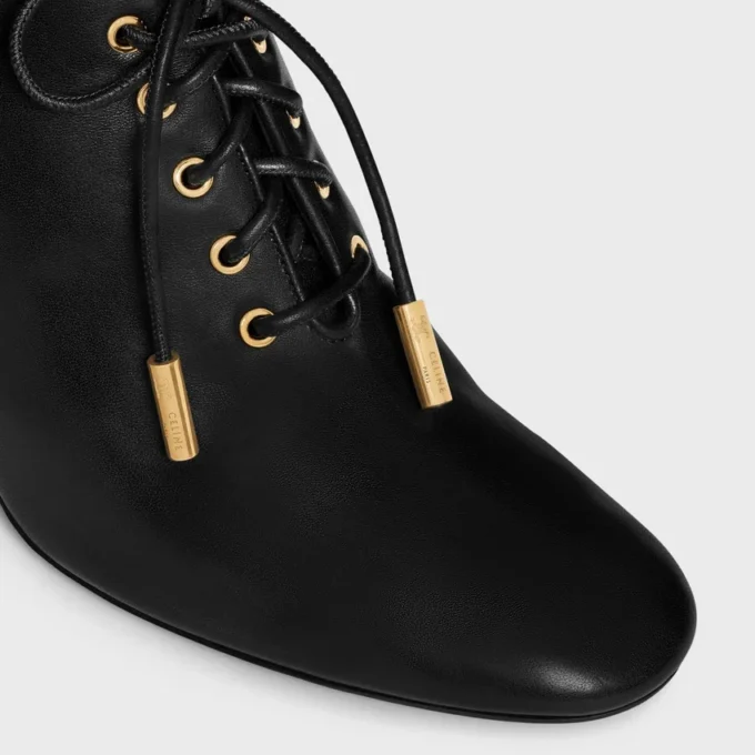 Bailarinas con cordones y tacón Oxford, de piel de becerro – Curtido vegetal