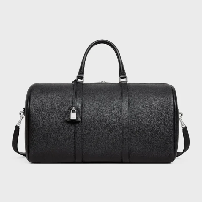 Bolsa de viaje grande en piel de becerro granulada