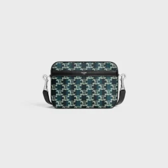 Bolso bandolera pequeño en Triomphe Canvas a rayas y piel de becerro