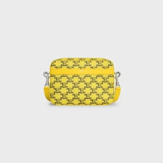Bolso bandolera pequeño en Triomphe Canvas y piel de becerro