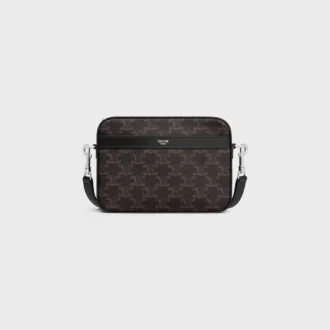 Bolso bandolera pequeño en Triomphe Canvas y piel de becerro