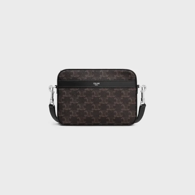 Bolso bandolera pequeño en Triomphe Canvas y piel de becerro
