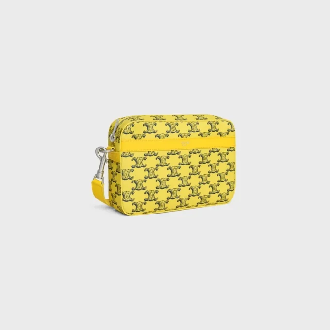 Bolso bandolera pequeño en Triomphe Canvas y piel de becerro