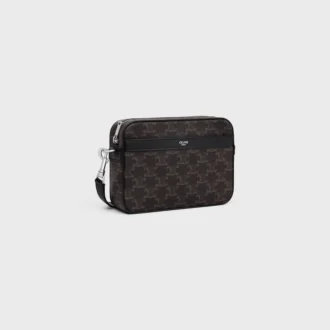 Bolso bandolera pequeño en Triomphe Canvas y piel de becerro