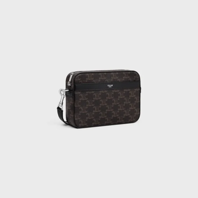 Bolso bandolera pequeño en Triomphe Canvas y piel de becerro