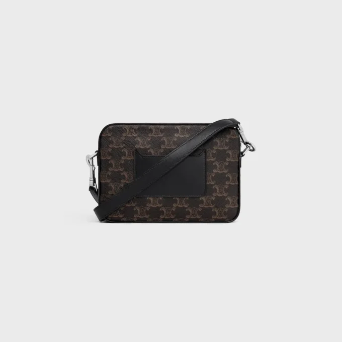 Bolso bandolera pequeño en Triomphe Canvas y piel de becerro