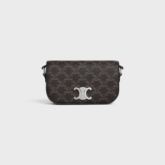 Bolso bandolera pequeño Triomphe en Triomphe Canvas y piel de becerro