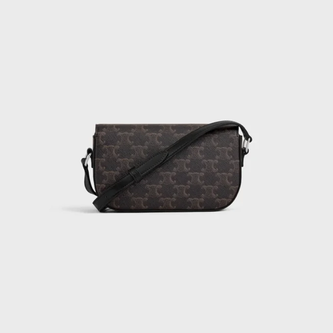 Bolso bandolera pequeño Triomphe en Triomphe Canvas y piel de becerro