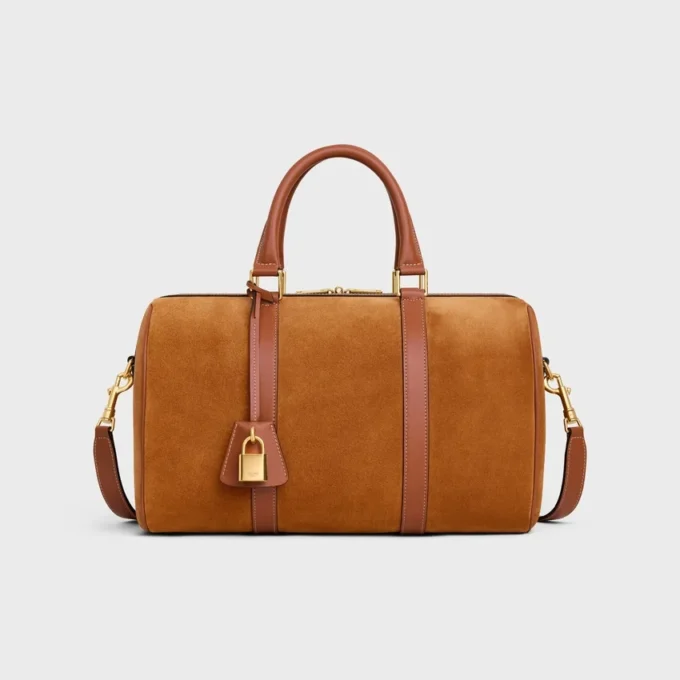 Bolso Boston grande en piel de becerro anteada Bolso Boston grande en piel de becerro anteada