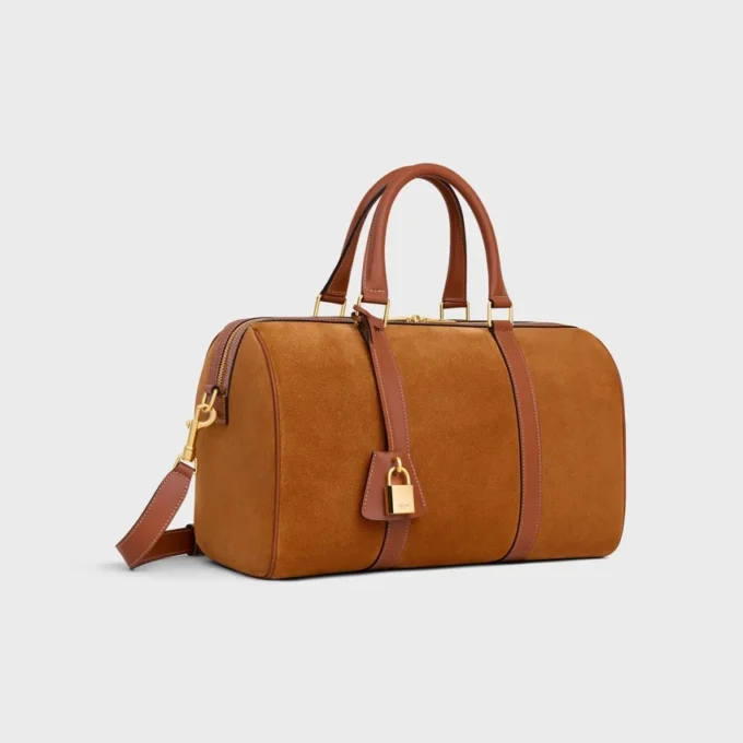 Bolso Boston grande en piel de becerro anteada Bolso Boston grande en piel de becerro anteada