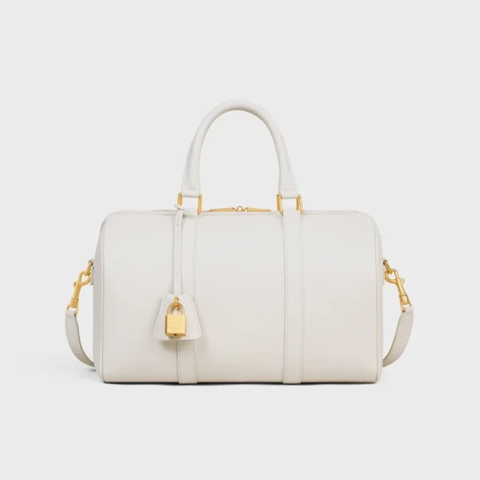 Bolso Boston grande en piel de becerro granulada flexible