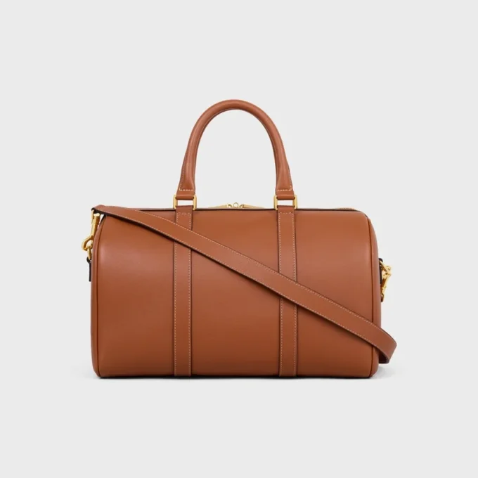 Bolso Boston grande en piel de becerro granulada flexible