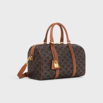 Bolso Boston grande en Triomphe Canvas y piel de becerro