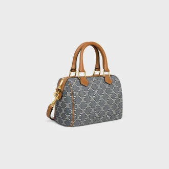 Bolso Boston pequeño en jacquard Triomphe y piel de becerro