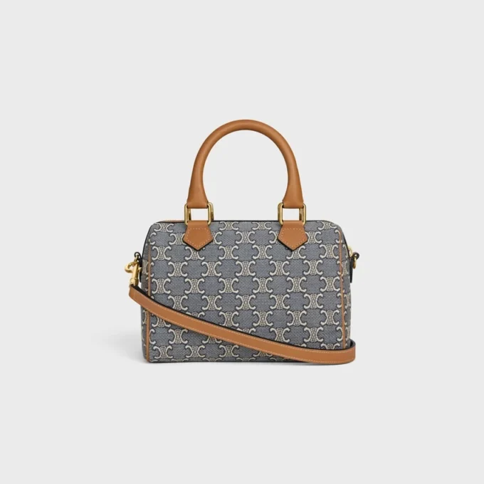 Bolso Boston pequeño en jacquard Triomphe y piel de becerro Bolso Boston pequeño en jacquard Triomphe y piel de becerro