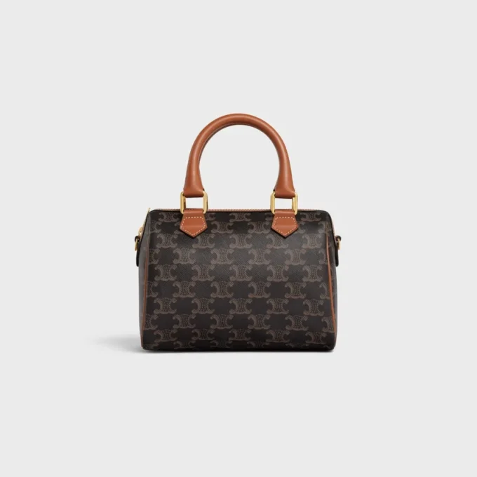 Bolso Boston pequeño en Triomphe Canvas y piel de becerro