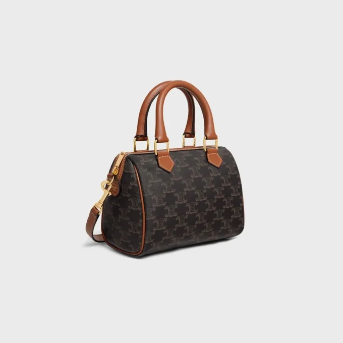 Bolso Boston pequeño en Triomphe Canvas y piel de becerro