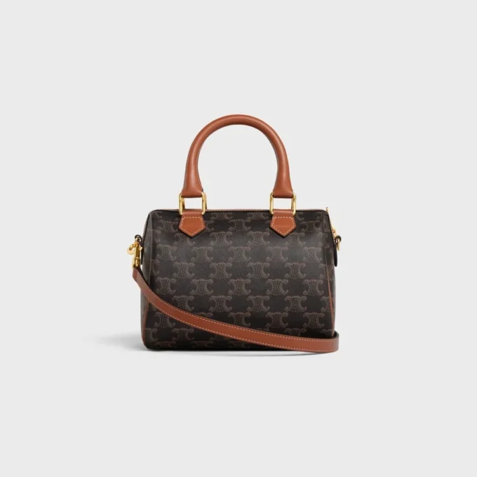 Bolso Boston pequeño en Triomphe Canvas y piel de becerro