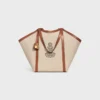 Bolso Cabas grande de tejido con bordado de anclas y piel de becerro Bolso Cabas grande de tejido con bordado de anclas y piel de becerro